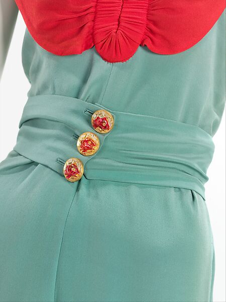 Dinner dress, Schiaparelli (French, founded 1927), silk, ceramic, plastic, French