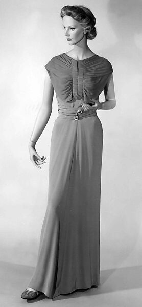 Dinner dress, Schiaparelli (French, founded 1927), silk, ceramic, plastic, French