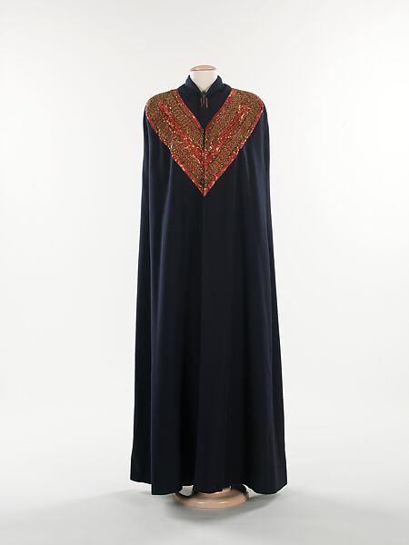 Evening cape, Schiaparelli (French, founded 1927), wool, metal, silk, French 