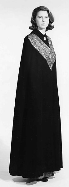 Evening cape, Schiaparelli (French, founded 1927), wool, metal, silk, French