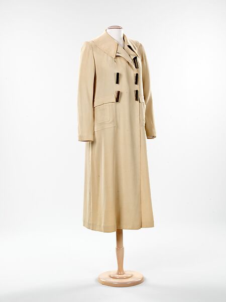 Coat, Elsa Schiaparelli (Italian, 1890–1973), cotton, metal, French 