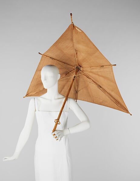 Parasol, Elsa Schiaparelli (Italian, 1890–1973), bast fiber, wood, metal, French 