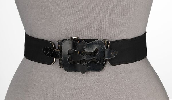 Evening belt, Schiaparelli (French, founded 1927), leather, metal, French 