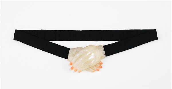 Evening belt, Schiaparelli (French, founded 1927), silk, plastic (cellulose nitrate, n-butyl methacrylate, methacrylic acid), French