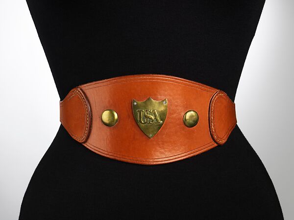 Belt, leather, metal, American 
