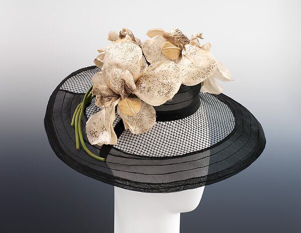Hat, Schiaparelli (French, founded 1927), silk, straw, horsehair, French 