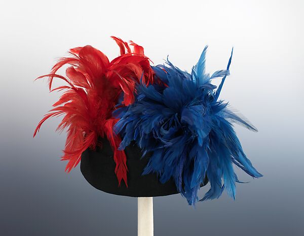 Hat, Schiaparelli (French, founded 1927), wool, feathers, French 
