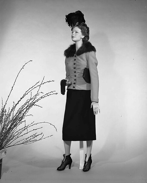 Jacket, Schiaparelli (French, founded 1927), wool, fur, plastic, French