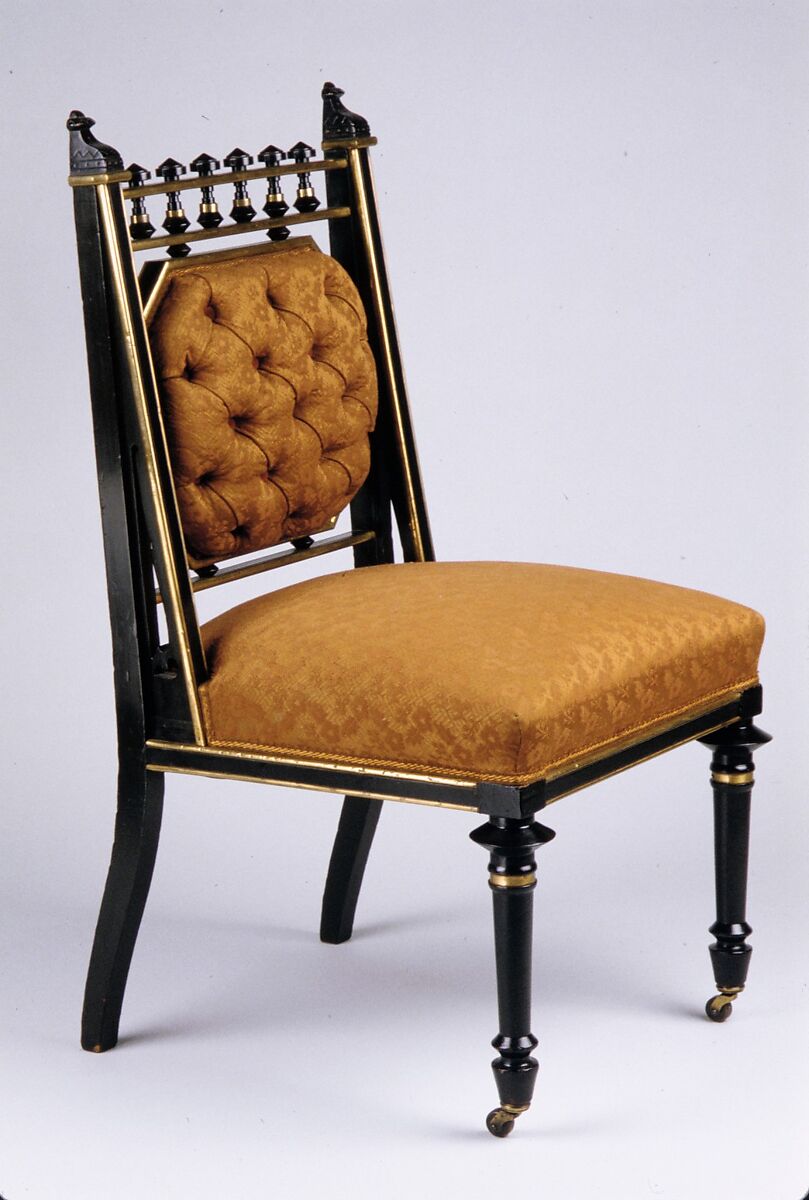 Side Chair, George Jakob Hunzinger (1835–1898), Ebonized cherry, brass, American 