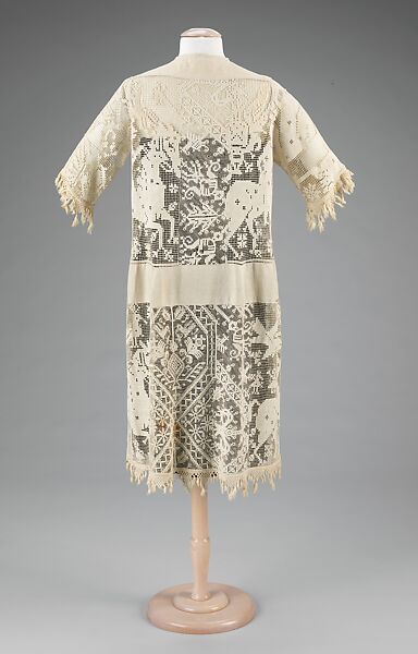 Dress, linen, cotton, probably French