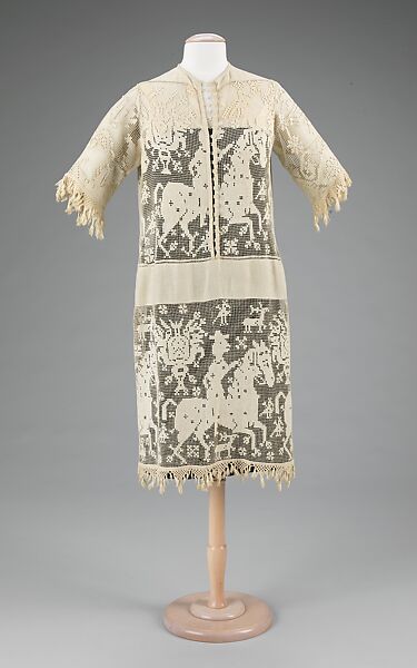 Dress, linen, cotton, probably French 