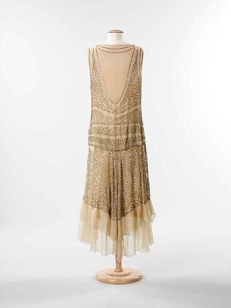 Evening dress, silk, rhinestones, American