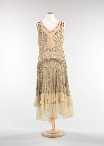 Evening dress, silk, rhinestones, American 