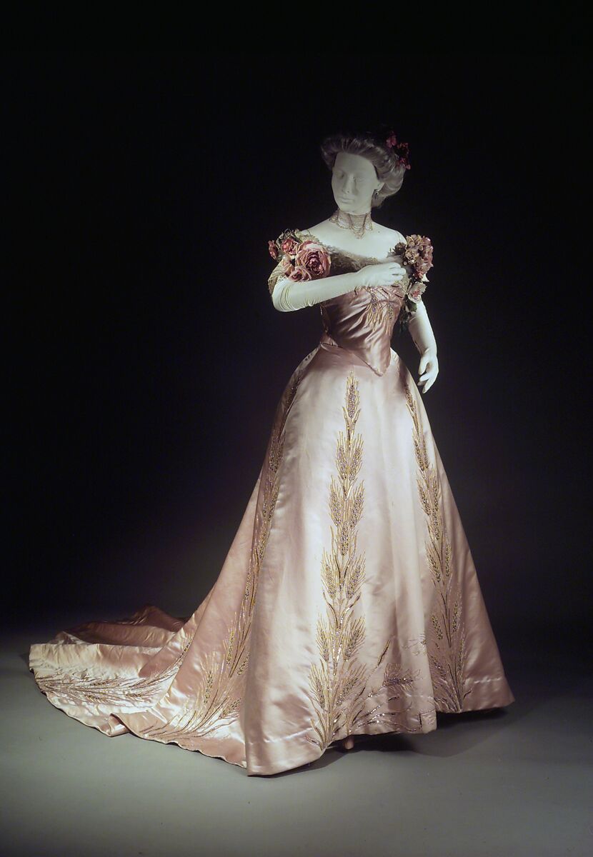 Ball gown, House of Worth (French, 1858–1956), silk, rhinestones, French