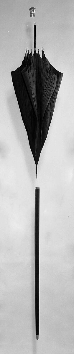 Cane, wood, metal, silk, wool, American or European