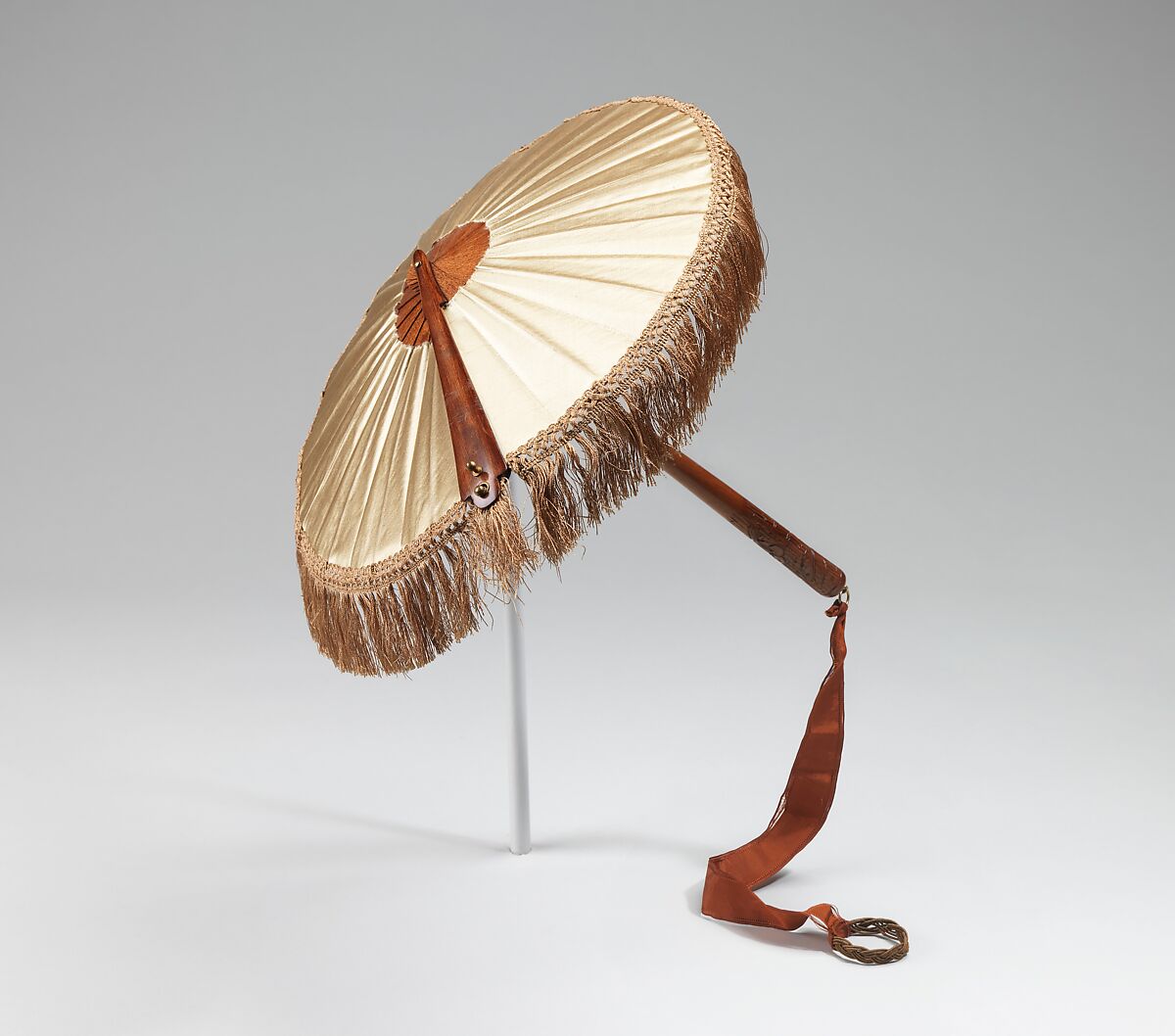 Parasol, wood, silk, metal, American 