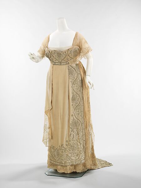 Evening dress, Attributed to Callot Soeurs (French, active 1895–1937), silk, metal, pearl beads, rhinestones, French 