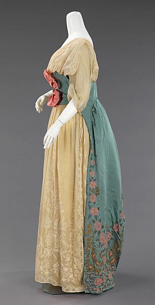 Evening dress, House of Paquin (French, 1891–1956), silk, cotton, French