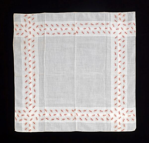Handkerchief, linen, probably European 