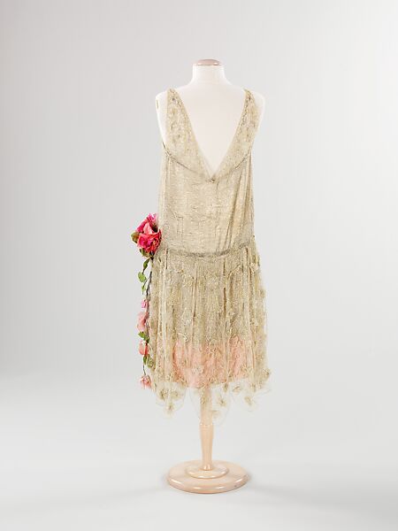 Evening dress, silk, metal, French