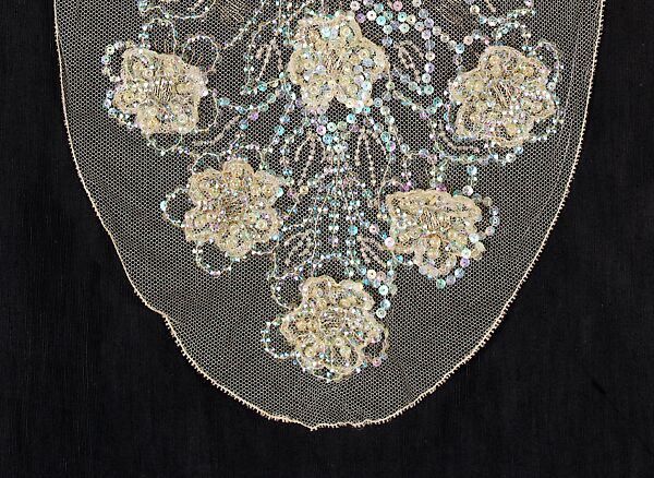 Evening dress, silk, metal, French
