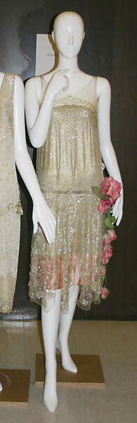 Evening dress, silk, metal, French