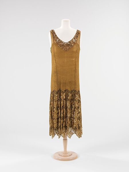 Evening dress, Stewart &amp; Company, silk, metal, French 