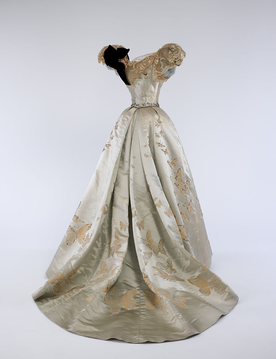 Ball gown, House of Worth (French, 1858–1956), silk, rhinestones, metal, French