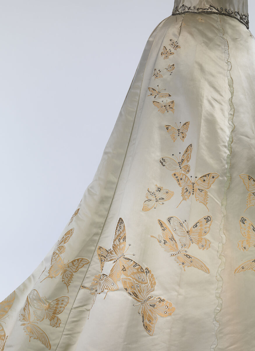 Ball gown, House of Worth (French, 1858–1956), silk, rhinestones, metal, French