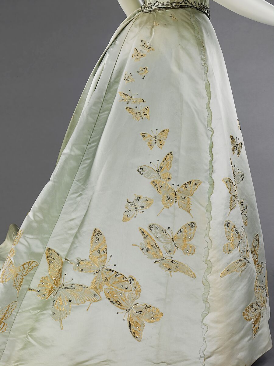 Ball gown, House of Worth (French, 1858–1956), silk, rhinestones, metal, French