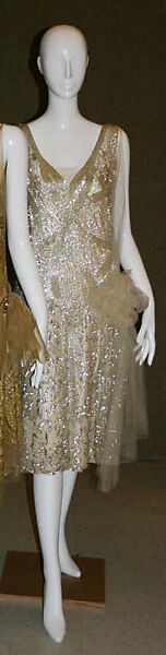 Evening dress, silk, metal, French