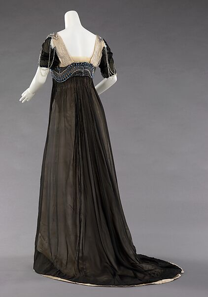 Evening dress, House of Worth (French, 1858–1956), silk, metal, glass, French