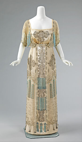 Evening dress, silk, rhinestones, French 