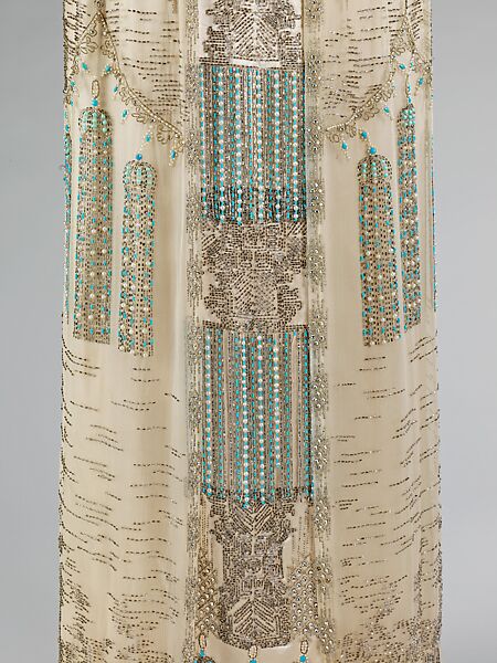 Evening dress, silk, rhinestones, French