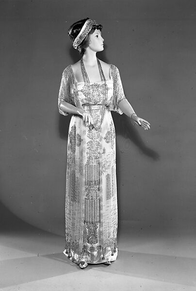 Evening dress, silk, rhinestones, French