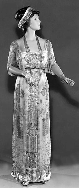 Evening dress, silk, rhinestones, French