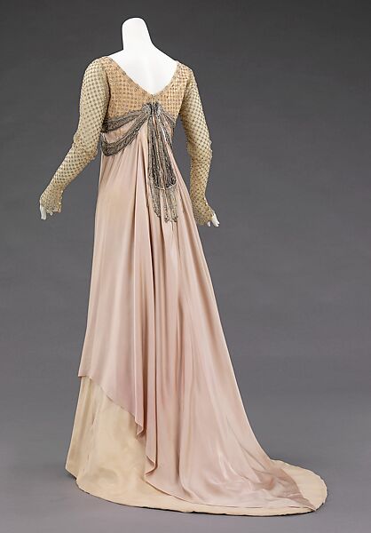 Evening dress, House of Worth (French, 1858–1956), silk, rhinestones, French