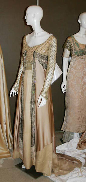 Evening dress, House of Worth (French, 1858–1956), silk, rhinestones, French