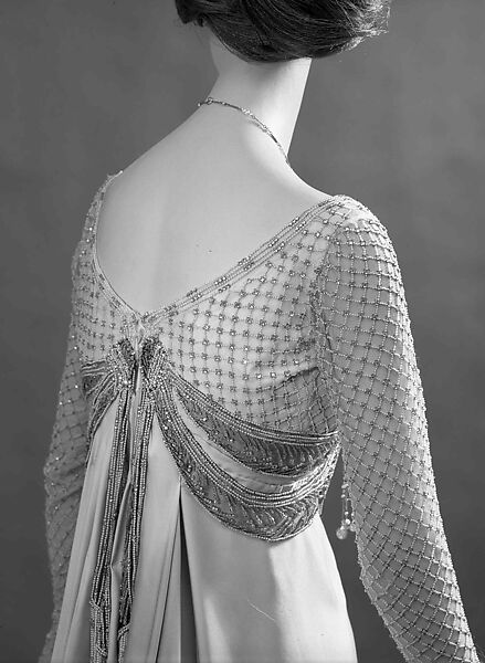 Evening dress, House of Worth (French, 1858–1956), silk, rhinestones, French