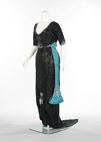 Evening dress, Doeuillet, silk, rhinestones, French