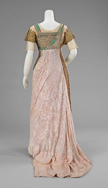 Evening dress, Simcox, silk, metal, rhinestones, American