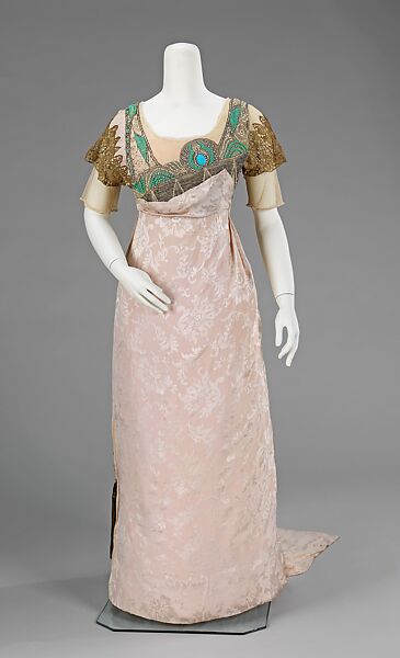 Evening dress, Simcox, silk, metal, rhinestones, American 