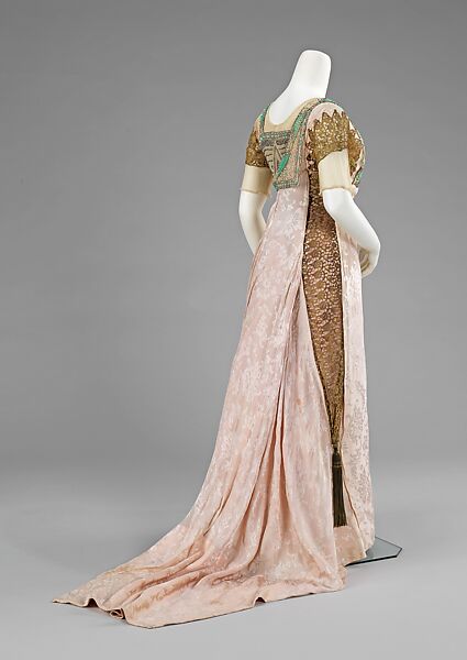 Evening dress, Simcox, silk, metal, rhinestones, American