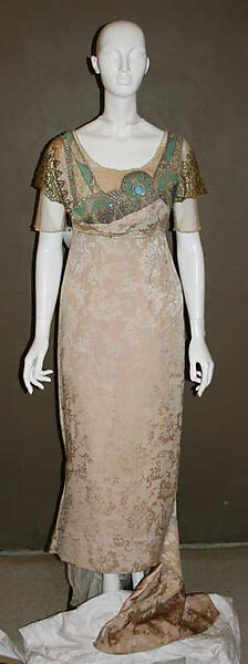 Evening dress, Simcox, silk, metal, rhinestones, American