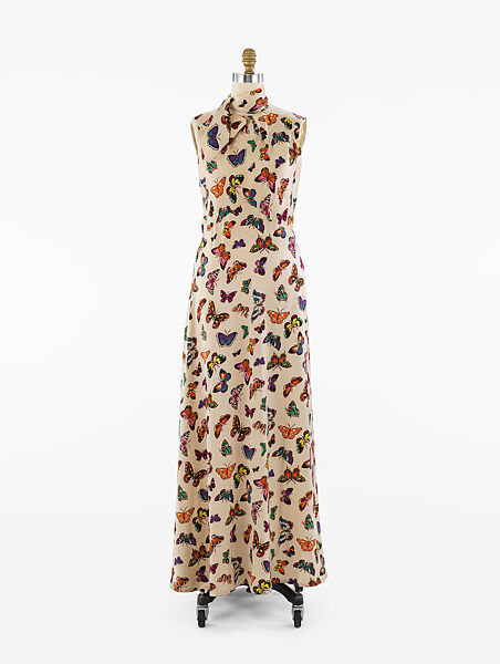 butterfly dresses Wings Wrap Maxi Dress - Blue/White painted fabrics and models Schiaparelli - Evening dress -