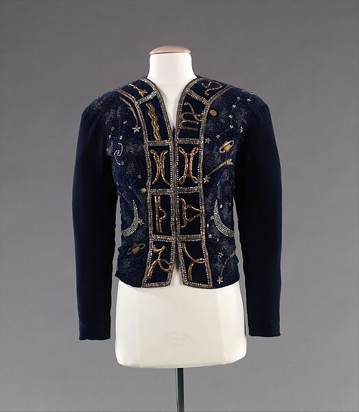 Evening jacket, Schiaparelli (French, founded 1927), silk, metal, rhinestones, glass, French