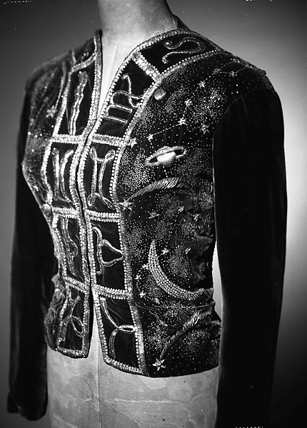 Evening jacket, Schiaparelli (French, founded 1927), silk, metal, rhinestones, glass, French