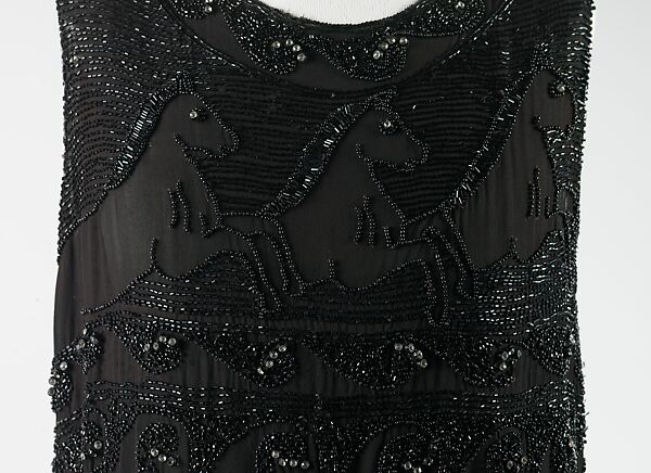 Evening dress, silk, rhinestones, probably French