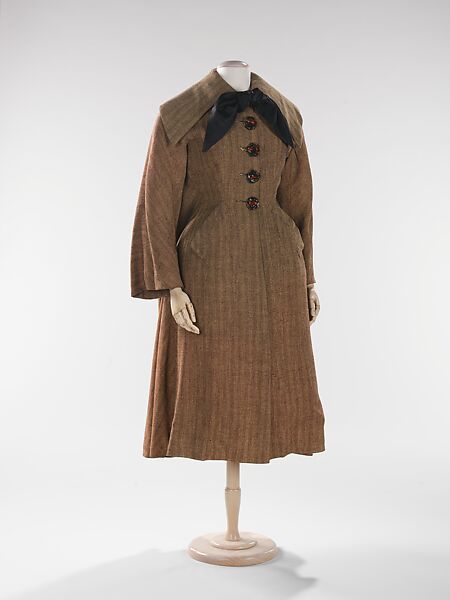 Coat, Elsa Schiaparelli (Italian, 1890–1973), wool, silk, cellulose acetate, plastic (polyvinyl acetate), French 