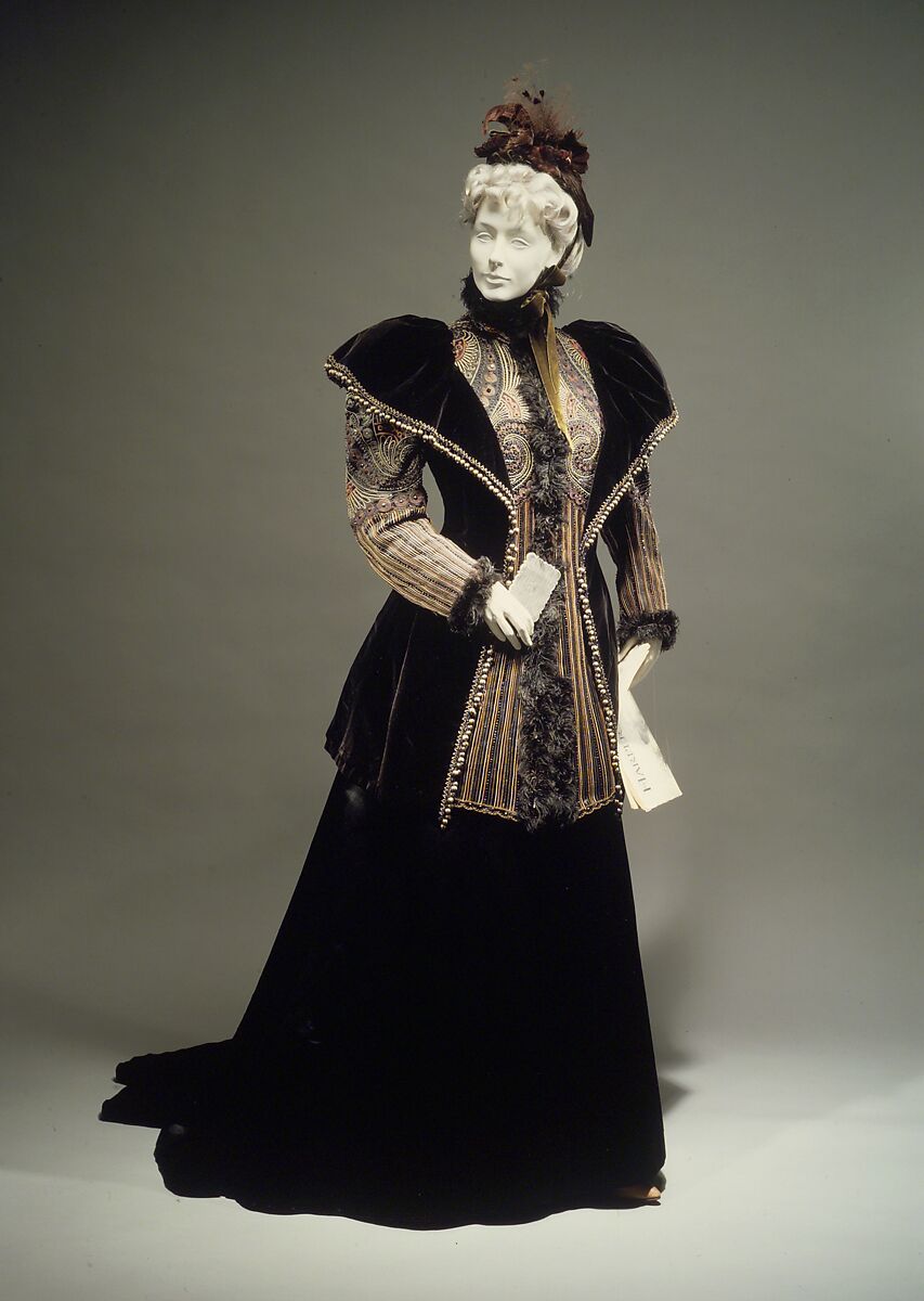 Evening jacket, Maison Pingat (French), silk, jet, feathers, metal, French